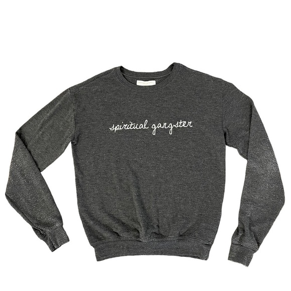 Spiritual Gangster Cursive Embroidered Logo Crewneck Sweatshirt Top, Size XS - Picture 2 of 7